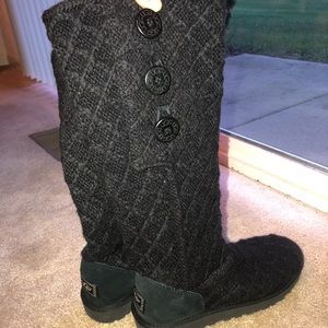 Black Wool Knit UGG boots